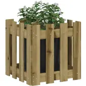 vidaXL Jardinière avec design de clôture 40x40x40 cm pin imprégné