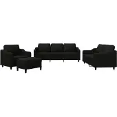 vidaXL Ensemble de canapés 4 pièces avec coussins Tissu noir
