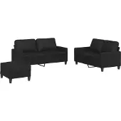 vidaXL Ensemble de canapés 3 pièces avec coussins Noir Similicuir