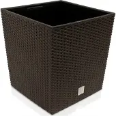 Deuba 2x Pots à fleurs 35L marron en résine tressée avec poignée
