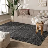 NATURL. Tapis en laine - Feline Anthracite/Chiné | 140x200 cm | Rectangulaire | Tissage plat