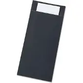 Papstar Pochettes à couverts , incl. serviette blanche, 520 pcs, L 85 x H 200 mm, papier, noir