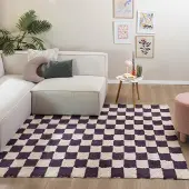 FRAAI Tapis rétro - Gambit Violet/Blanc | 120x170 cm | Rectangulaire | Pile haute