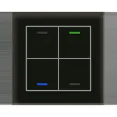 MDT KNX Bouton-poussoir en verre II Light quadruple RGBW, noir, neutre, 1 pièce.