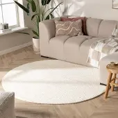 NATURL. Tapis en laine rond - Feline Blanc | Ø 140 cm | Rond | Tissage plat