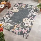 FRAAI Tapis d’extérieur à fleurs - Poppy Vert | 160x230 cm | Rectangulaire | Tissage plat