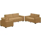 vidaXL Ensemble de canapés 3 pièces avec coussins Marron Velours