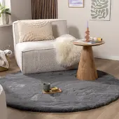 NATURL. Tapis rond à poils longs - Comfy Supreme Anthracite | Ø 200 cm | Rond | Pile haute