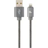 Cablexpert gembird 8-poliges Ladekabel aus Metall, 1 m, metallic-grau