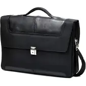 Samsonite Sacoche informatique Sidaho 15 Portfolio en cuir noir (15.60"), Sac pour notebook, Noir