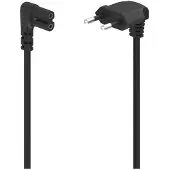 Hama Câble d'alimentation, coudé des deux côtés, prise européenne, double rainure/C7, 1,5 m, noir (1.50 m), Câble d'alimentation, Noir