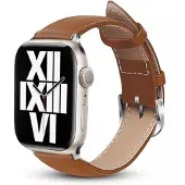 Crong Bracelet en cuir Apple Smartwatch, couleur marron, 38/40/41 mm (38 mm, 40 mm, 41 mm, Acier inoxydable, Cuir de vachette, Cuir véritable), Sangles de montre, Marron