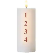 Frendo Bougie LED Sille Advent, Ø 7 x 15 cm, Blanc (1x)