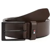 Tommy Hilfiger Ceinture 'Enamel Flag Rectangular Buckle' brun foncé