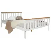 Homestyle4u Lit en bois double massif pin 140x200 blanc cadre de lit avec sommier futon lit
