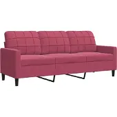 vidaXL Canapé à 3 places Rouge bordeaux 180 cm Velours