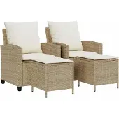 vidaXL Ensemble de salon de jardin 4 pièces avec coussins Beige Poly Rattan