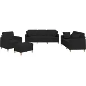 vidaXL Ensemble de canapés 4 pièces avec coussins Tissu noir
