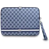 DKNY PU Leather Checkered Pattern and Stripe Manches pour ordinateur portable 13/14" bleu (14"), Sac pour notebook, Bleu