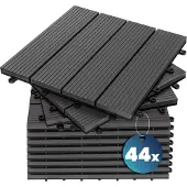 Casaria 44x Dalle en composite anthracite 30x30 cm clipsable
