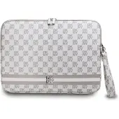 DKNY PU Leather Checkered Pattern and Stripe Laptop Sleeve 13/14" Beige (14"), Sac pour notebook, Beige