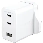 PanzerGlass empower Turbo (70 W, 3 ports), Chargeur USB, Argent, Blanc