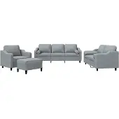 vidaXL Ensemble de canapés 4 pièces avec coussins Tissu gris clair