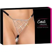 Cottelli collection - string tanga ouvert - ornement argenté - noir (S-L)