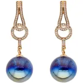 Gaya Boucles d'oreilles bleu foncé / or / transparent