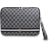 DKNY PU Leather Checkered Pattern and Stripe Étui pour ordinateur portable 15/16" noir (16"), Sac pour notebook, Noir