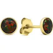 Brilio Argent - EA579YBC Boucles d'oreilles en or plaqué avec opales synthétiques, (Argent)