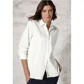Cecil Femme Blouse Avec Détails Scintillants In Blanc, Gr: Xl