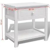 vidaXL Table de chevet 2 pcs Bois Blanc