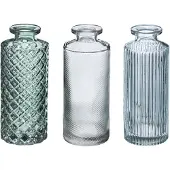 Atmosphera setx3 vases en verre vert rayé, vert (3x)