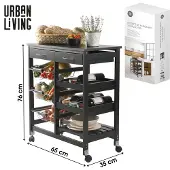 Urban Living Desserte À Roulettes Avec 2 Tiroirs Et De Multiples Rangements - H. 76 Cm - Blanc
