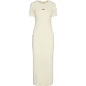 Calvin Klein Jeans Modal Short Sleeve Dress Beige M Femme