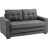 HOMCOM Canapé droit convertible 2 places - dossier capitonné - 147,5 x 75 x 85 cm - gris