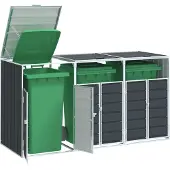 vidaXL Box pour poubelles 3 tonnes anthracite 216x81x115 cm acier