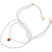 Gaya Chaîne or / rouge cerise / blanc perle