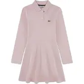 Lacoste Kids Pique Long Sleeve Dress Rose 7 Years Fille