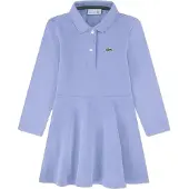 Lacoste Kids Pique Long Sleeve Dress Bleu 14 Years Fille