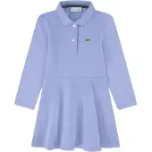 Lacoste Kids Pique Long Sleeve Dress Bleu 16 Years Fille