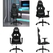 vidaXL Chaise de jeu avec repose-pieds noir similicuir