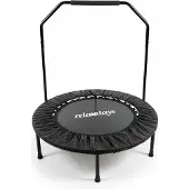 Relaxdays Trampoline avec barre d'appui, Ø 102 cm, mini-trampoline pliable jusqu'à 120 kg, trampoline de fitness d'intérieur, noir