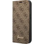 GUESS GUBKP14XHG4SHW iPhone 14 Pro Max 6,7" brązowy/brown book 4G Vintage Gold Logo (Apple iPhone 14 Pro Max), Coque pour téléphone portable, Marron