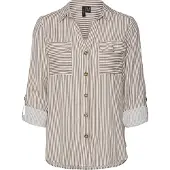 Vero Moda Chemisier 'Bumpy' noisette / blanc