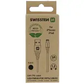 Swissten Câble de données usb/lightning noir 1,2m (eco pack)