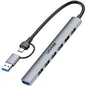 UNITEK HUB USB-A/C 7 EN 1 PORTS USB-A 5 Gbit/s