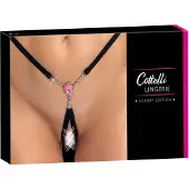 Cottelli - string ouvert avec bijou brillant - noir (S-L)