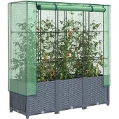 vidaXL Lit surélevé avec serre aspect rotin 120x40x138 cm